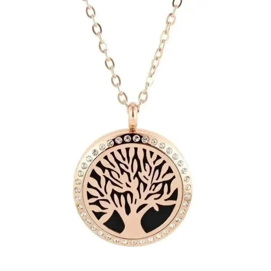 stainless steel pendant necklace | tree of life diffuser necklace | essential oil jewelry for women | energy saving