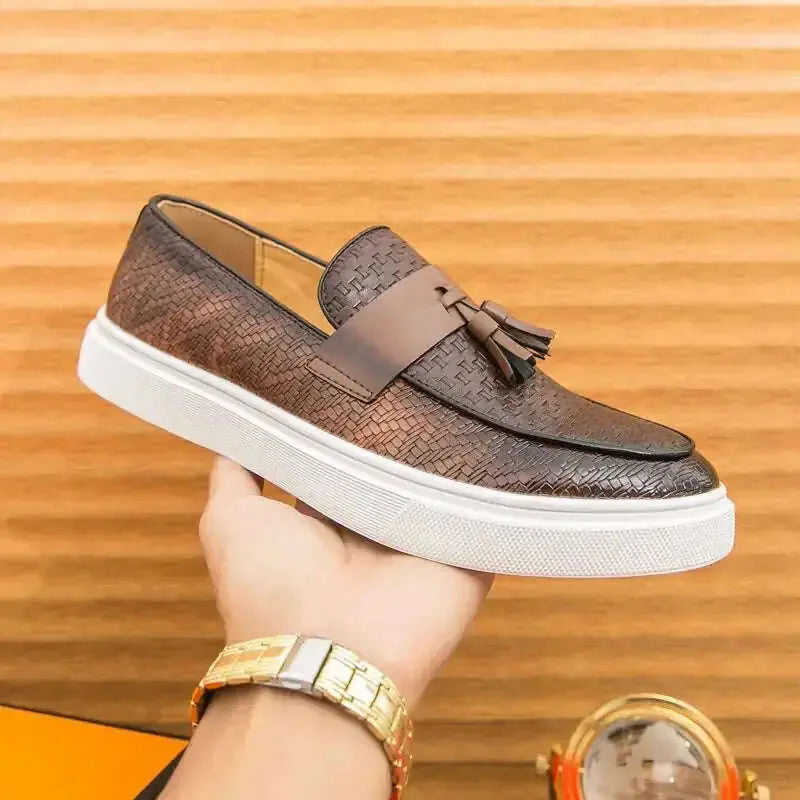 Men's Plus Size Fringed Leather Loafers - Casual Fashion Tassel Shoes Meifu Market