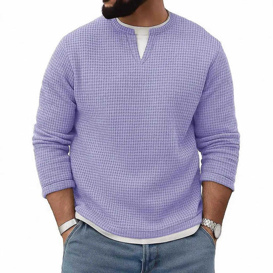 Mens FallWinter Two-Piece Crew-Neck Long-Sleeve Top M - side view showing details