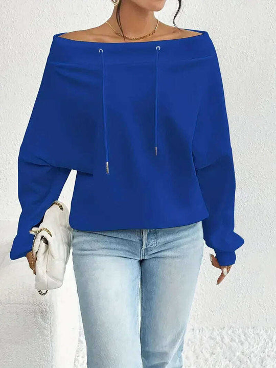 Women's Loose Casual Drawstring Off-the-shoulder Off-shoulder Top Meifu Market