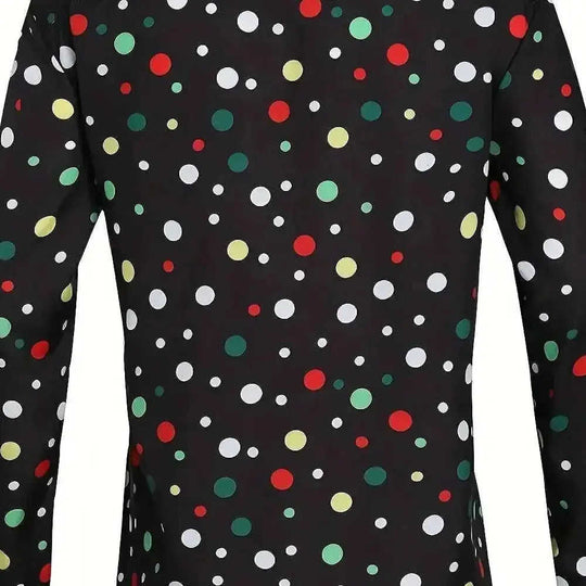A Casual And Versatile Long-sleeved Shirt With Polka Dot Prints For Teenagers And Men - main view (material: cotton,...