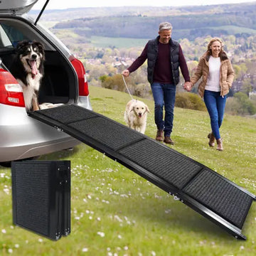 Dog Ramp For Car, 63 Long 17 Wide Folding Portable Pet Stair Ramp With Non-Slip Rug Surface, Extra Wide Dog Steps For Medium & Large Dogs Up To 250LBS Enter A Car, SUV Truck Meifu Market