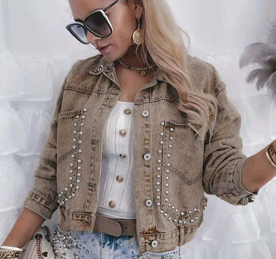 Women's Decorative Rivets Denim Jacket Meifu Market