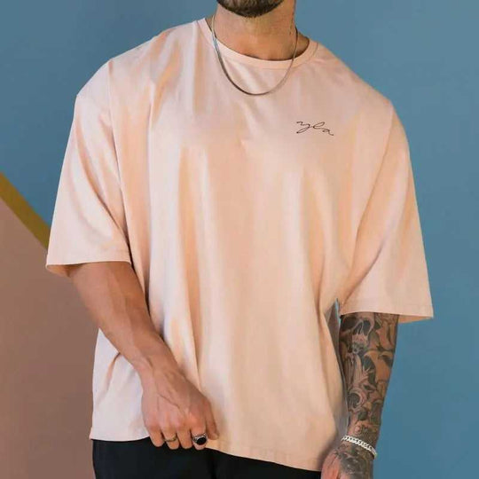 Fitness Short-sleeve Stretchy Cotton Fashionable Loose-fitting T-shirt M - men's cotton muscle henley shirts slim fit long...