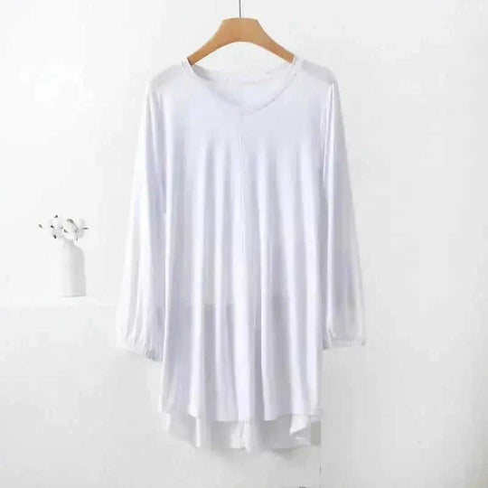modal fabric pajamas | plus size loose fit sleepwear | long sleeve nightwear for women | energy saving