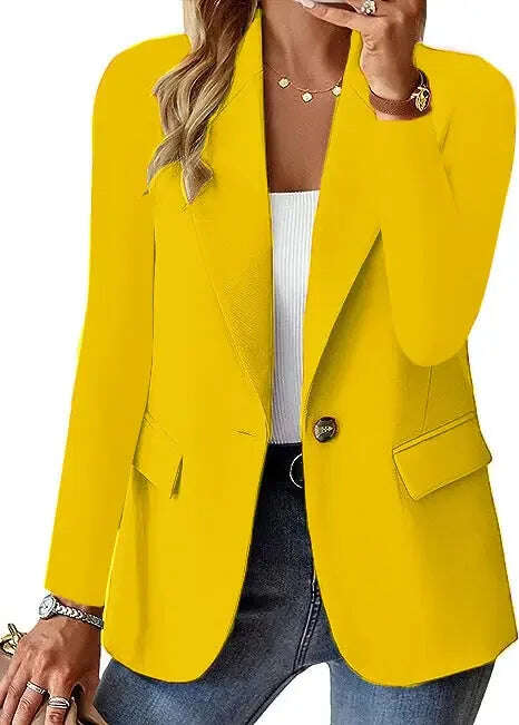 Fashion Casual Women Blazer Long-sleeved Solid Color Casual Cardigan Small Suit Jacket For Women Elegant Office Lady Outerwear Meifu Market