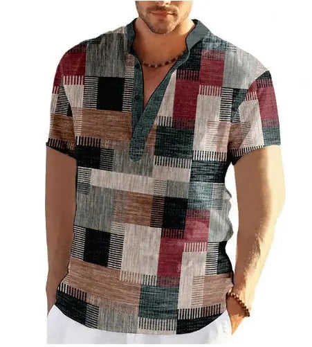 Mens Simple Linen Printed Top For Spring And Autumn Linen 09 - in use demonstration