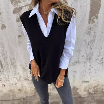 Women's V-neck Knitted Sweater Vest Meifu Market