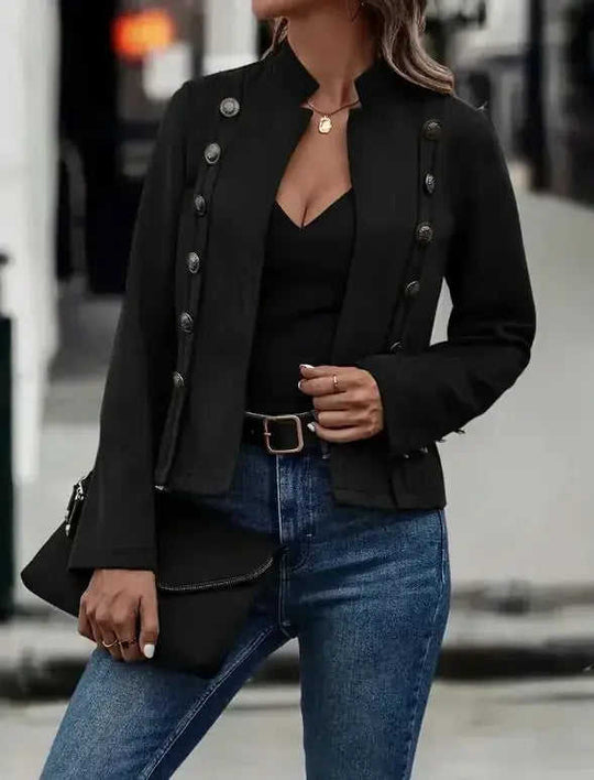 Double-row Metal Buckle Deerskin Velvet Retro Long-sleeved Coat Meifu Market