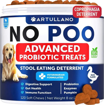 No Poo Chews For Dogs Puppy Coprophagia Stool Eating Deterrent Prevent Dog From Eating Poop Stop Eating Poop Treats With Probiotics & Enzymes Immune Digestive Gut Health Support Supplement Meifu Market