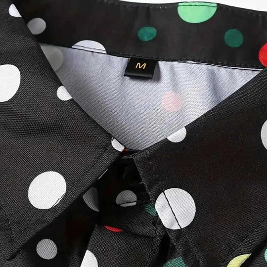 A Casual And Versatile Long-sleeved Shirt With Polka Dot Prints For Teenagers And Men - back view (material: cotton,...
