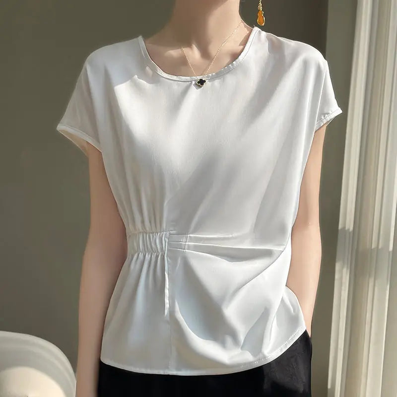 Crew-neck Simple All-match Drawstring Short-length Short-sleeve T-shirt M - 2 pk air cloud jersey meet and greet length sh...