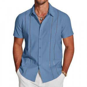 Men's Hawaiian Print Short Sleeve Lapel Shirt - Meifu Market