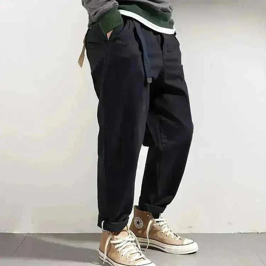 japanese cotton blend pants | loose tapered fit | high waist trousers | ultrasonic cleaning
