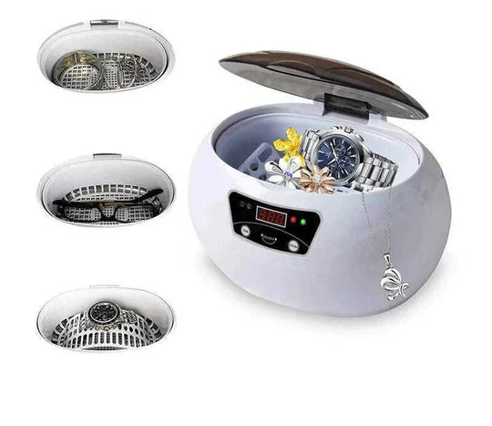 stainless steel tank construction | 600ml capacity ultrasonic cleaner | jewelry and glasses cleaner | energy saving