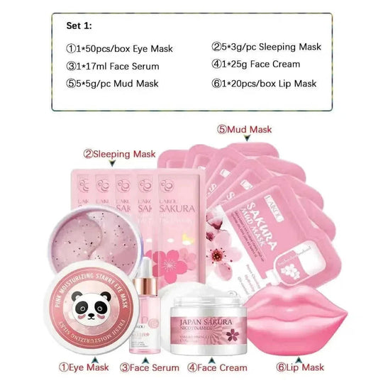 sakura-infused whitening cream | 24k gold anti-aging serum | complete facial skincare kit | energy saving