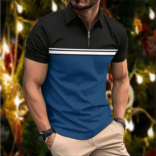 Mens Stylish Slim-fit POLO Shirt With A Pointed Collar And Chest Stripes ZVZ505 - packaging and presentation