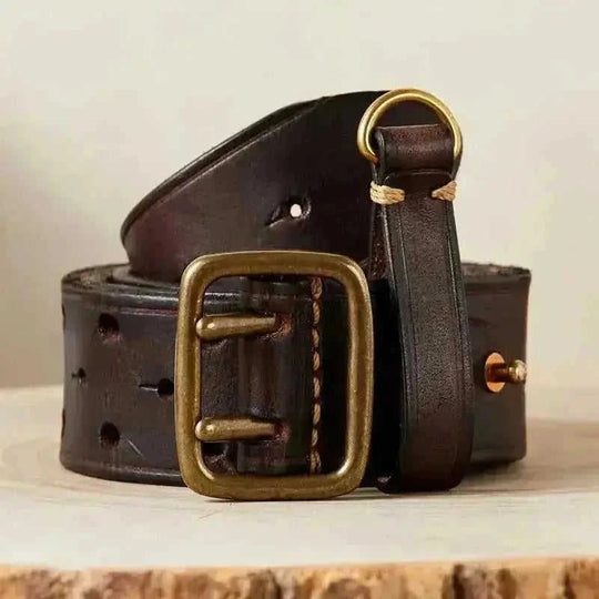 genuine cowhide leather belt | 15 inch wide mens belt | brass buckle jeans belt | ultrasonic cleaning