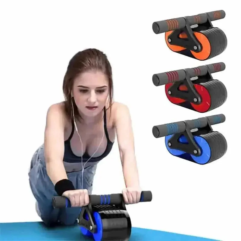 automatic rebound ab wheel | double wheel abdominal roller | stainless steel ab exerciser | energy saving