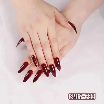 long-lasting gel material | extra long almond nails | salon-quality nail patches | ultrasonic cleaning