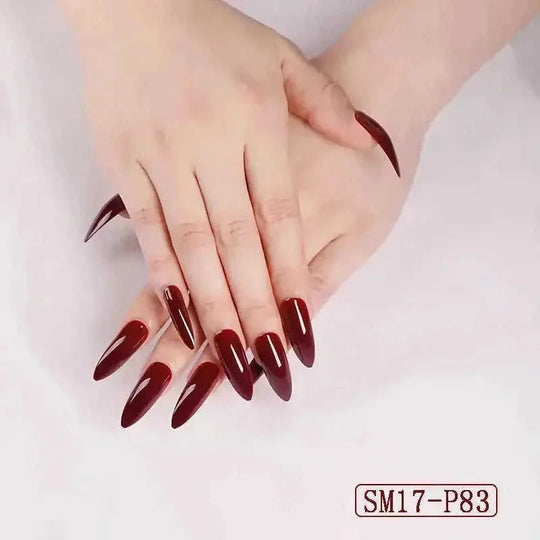 long-lasting gel material | extra long almond nails | salon-quality nail patches | ultrasonic cleaning