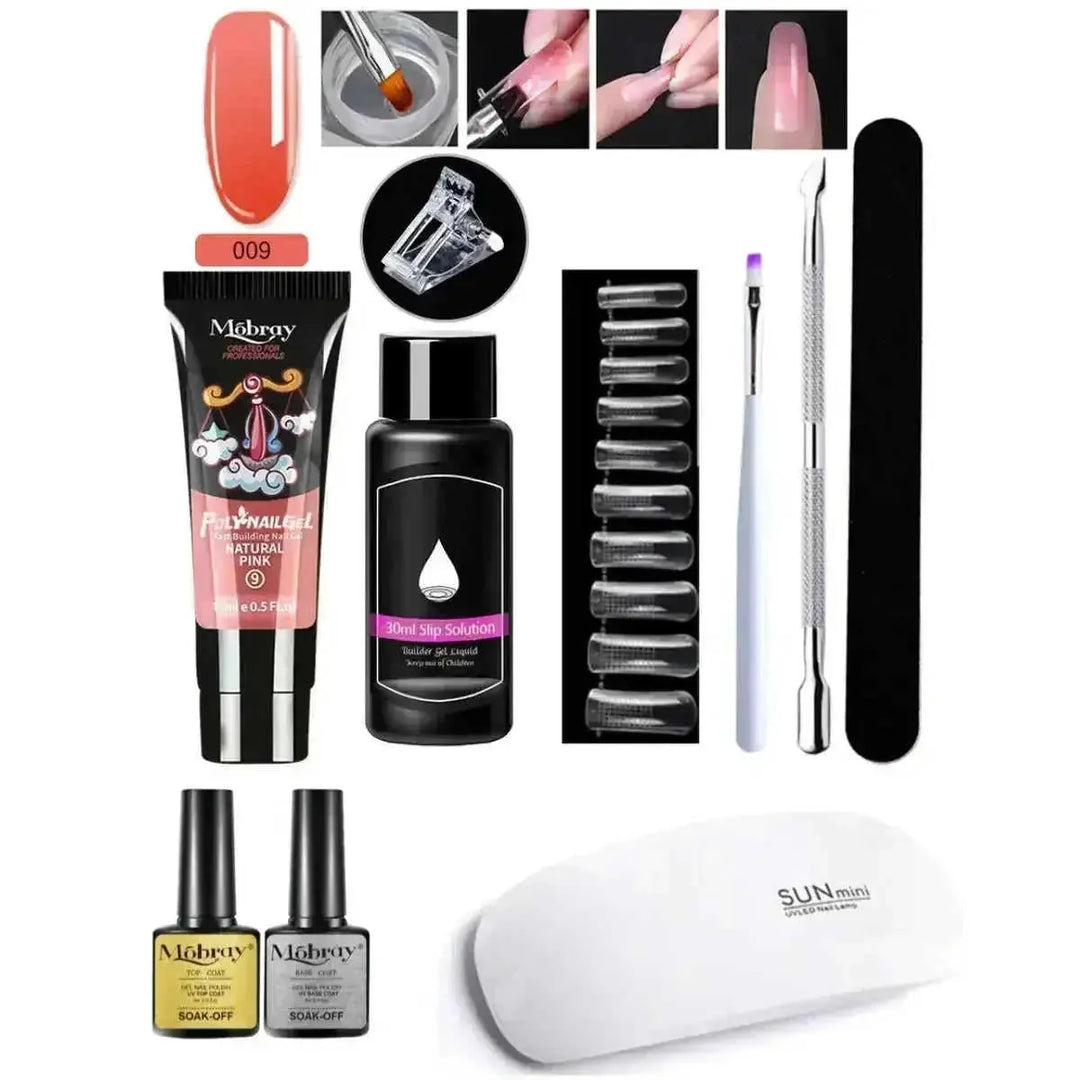 crystal nail extension kit | professional nail art set | acrylic nail forms set | ultrasonic cleaning