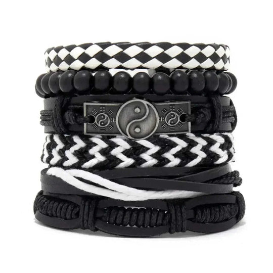 genuine leather bracelet | adjustable woven bracelet | multi-layer charm bracelet | energy saving