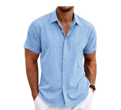 Men's Linen Short Sleeved T-shirt Loose Fitting 3XL - reverse side showing construction