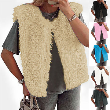 Women's Plush Vest Sleeveless Women's Fashion Tops Meifu Market