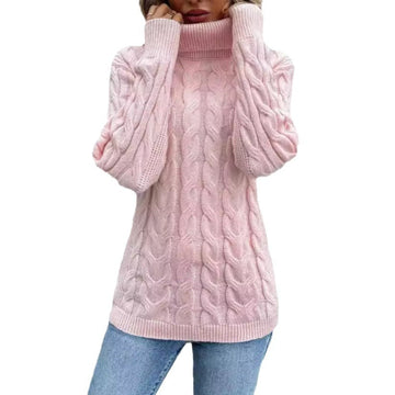 Women's Cable-knit Turtleneck Sweater Meifu Market