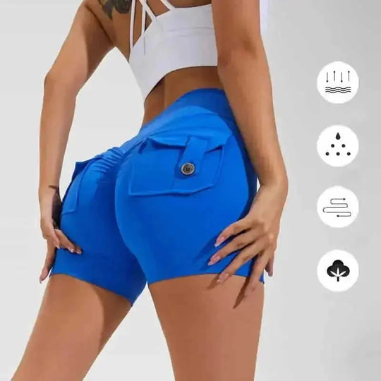high-waisted compression shorts | quick-dry nylon fabric | 4-way stretch material | energy saving