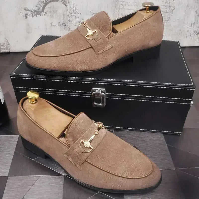 Men's Breathable Genuine Leather Slip-on Trendy Beanie Shoes Light Luxury Suede Leather Lazy Shoes Meifu Market