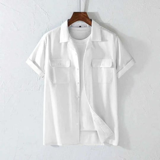 Retro Lapels Workwear Breathable Men's Shirt Meifu Market