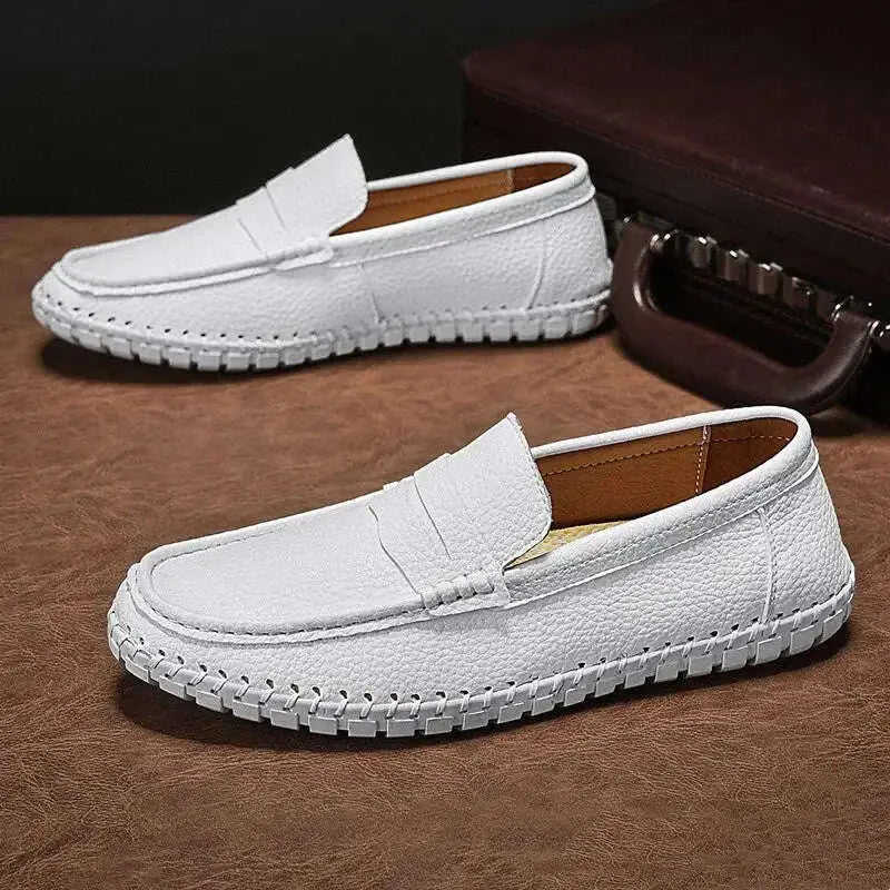 Hand-stitched Bottom Lazy Slip On Men's Casual Leather Shoes Meifu Market