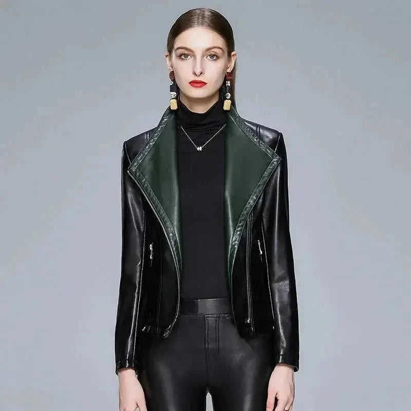 Ride with Style – Motorcycle Leather Jacket Featuring Sleek Double-Zipper Design - side view (material: leather | color:...