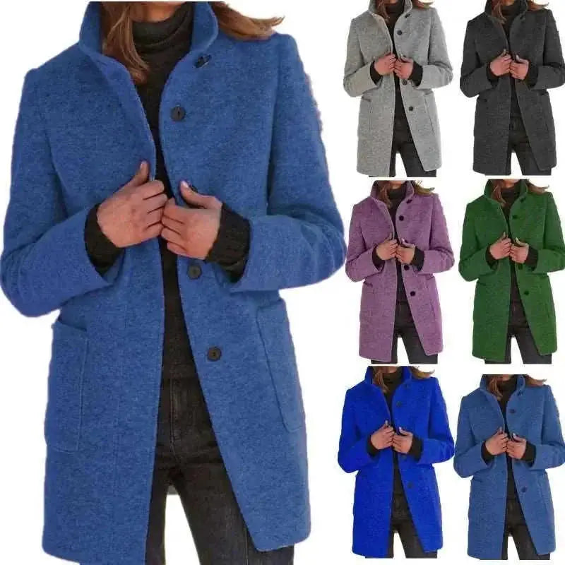 heavy wool blend coat | double-breasted wool coat | mid-length winter coat women | ultrasonic cleaning