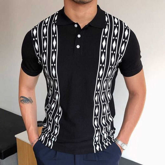 Flocked Jacquard Polo – Slim Fit Textured Shirt for Smart Casual
