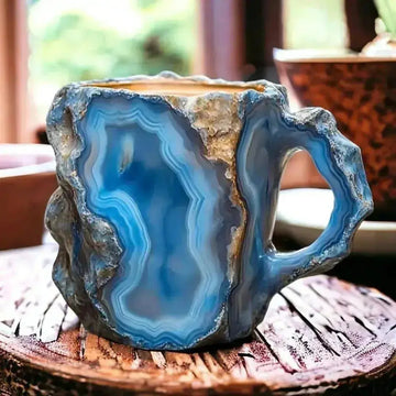 ml resin coffee mug | elegant mineral crystal cup | durable resin mug with handle | energy saving