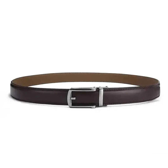 Men's Automatic Buckle Pure Cowhide Pant Belt Black Pattern - color variant display