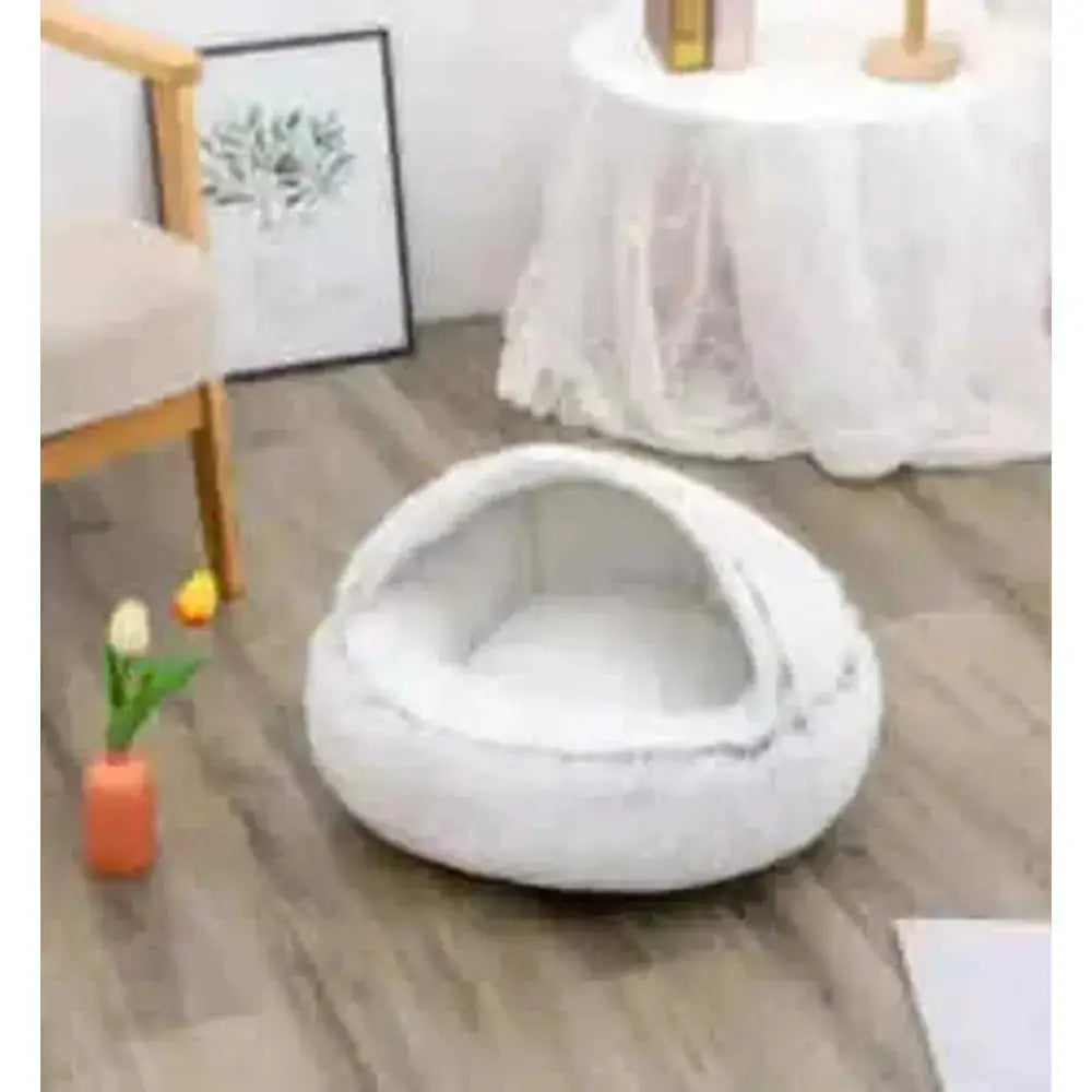 2-in-1 Dog & Cat Bed - Round Plush Warm Winter Pet House - view 61 (material: fleece, cotton | pattern: check | season:...