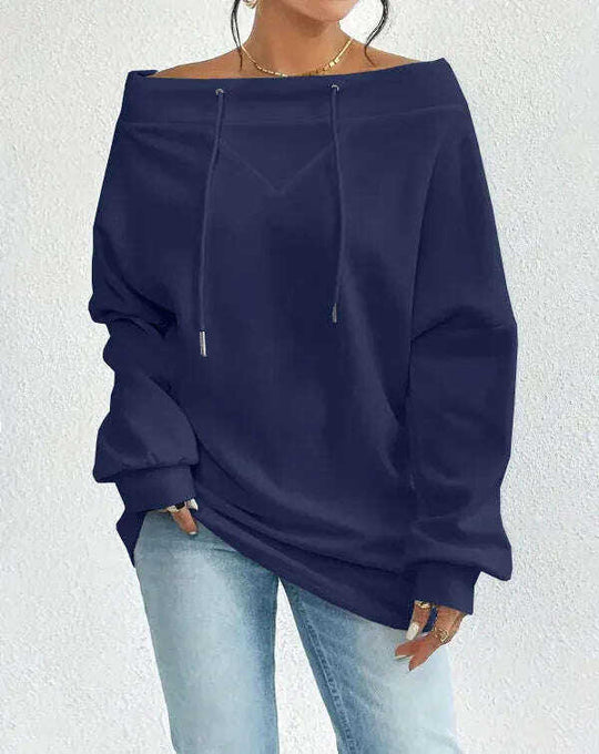 Women's Loose Casual Drawstring Off-the-shoulder Off-shoulder Top Meifu Market