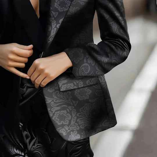 Printed Elegant All-matching Slim Fit Coat XL - side view showing details