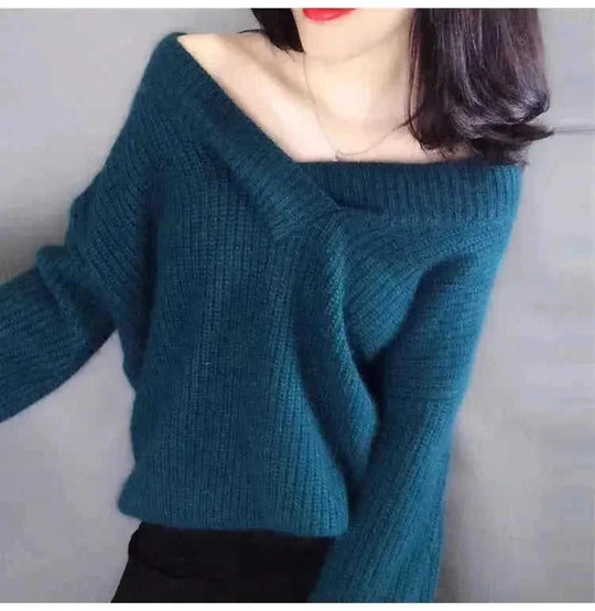 oversized wool blend sweater | v-neck cable knit pullover | long sleeve winter sweater | ultrasonic cleaning