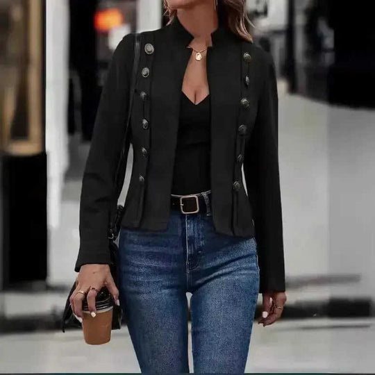 Double-row Metal Buckle Deerskin Velvet Retro Long-sleeved Coat Meifu Market
