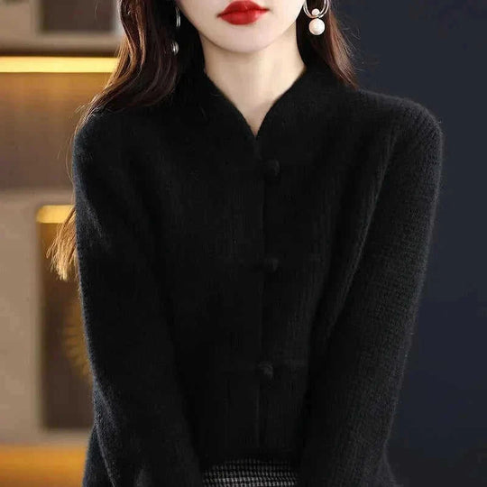 womens cashmere cardigan | chinese retro buckle cardigan | soft cashmere sweater | ultrasonic cleaning
