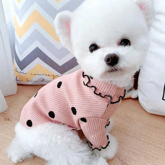 Dot turtleneck dog bottoming shirt 3XL - back view