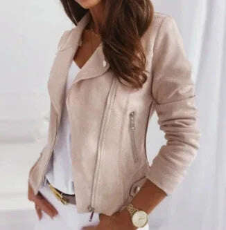 Zip-up Lapel Jacket With Pockets Ins Fashion Long Sleeve Short Tops Women's Clothing Meifu Market