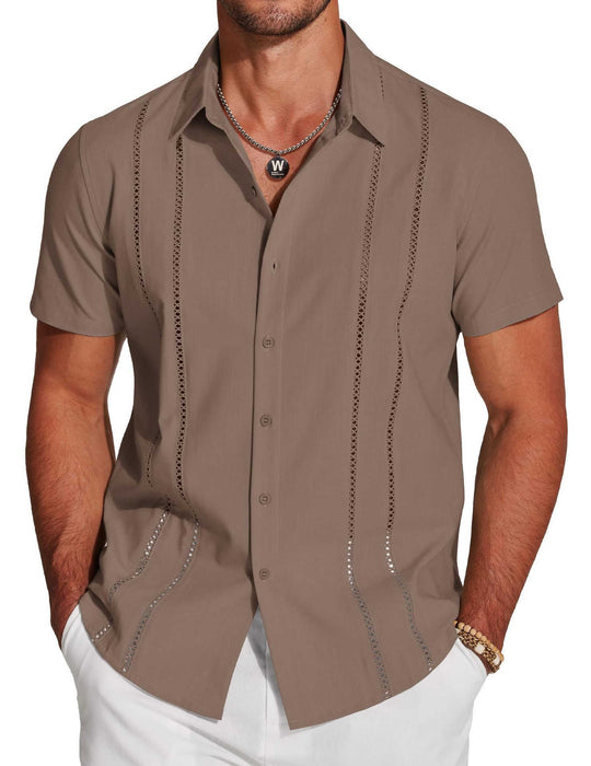 Men's Hawaiian Print Short Sleeve Lapel Shirt - Meifu Market