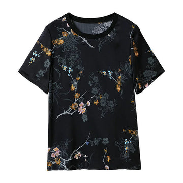 silk round neck blouse | pure silk pullover top | breathable silk blouse | ultrasonic cleaning