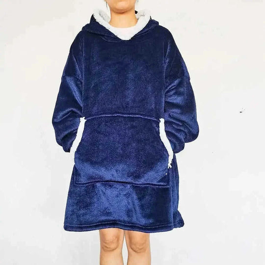 fleece-lined pullover | double layer composite fabric | thick flannel home wear | energy saving